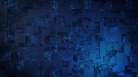 Futuristic Blue Technology Blocks backgrounds 3D geometric panel surface data do Stock Footage 342782356
