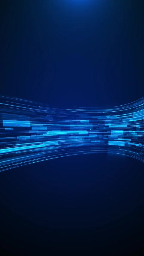 Futuristic blue technology flow streaking data bars, neon traces, smooth perspec Stock Footage 340452636