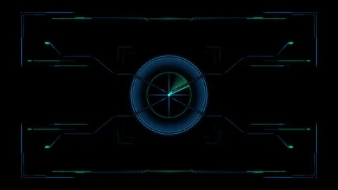 Futuristic Blue Technology HUD Interface with Abstract Digital Display Stock Footage 341917884