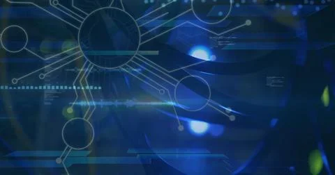 Futuristic blue technology patterns with digital network connections in abstract Stock Photos