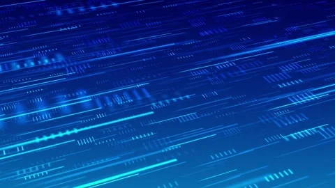 Futuristic blue technology streaks rapid glowing lines, digital speed trails, an Stock Footage 340565843