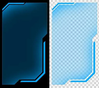 Futuristic Blue Vertical HUD Screen Panel Interface Frame with Neon Glow Border  Stock Illustration