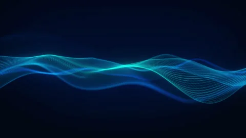 Futuristic Blue Wave Technology Animation in Dark Environment Stock Footage 280153609