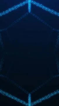 Futuristic blue wireframe hexagon frame on dark background, perfect for tec.. Stock Illustration
