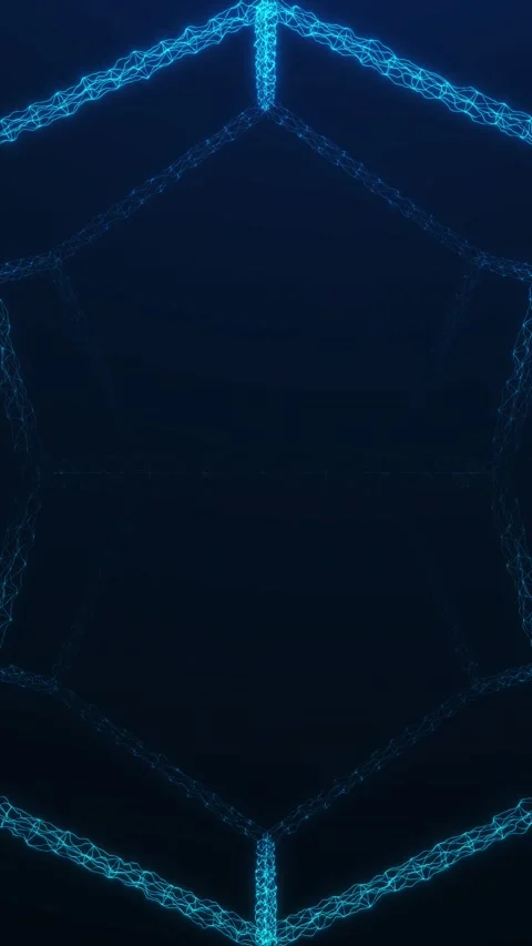 Futuristic blue wireframe hexagon loop with electric polygon frame and dark.. Stock-Footage 341856294