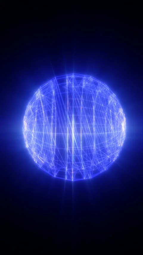 Futuristic blue wireframe sphere with glowing network lines, digital geomet.. Stock Footage 333728108