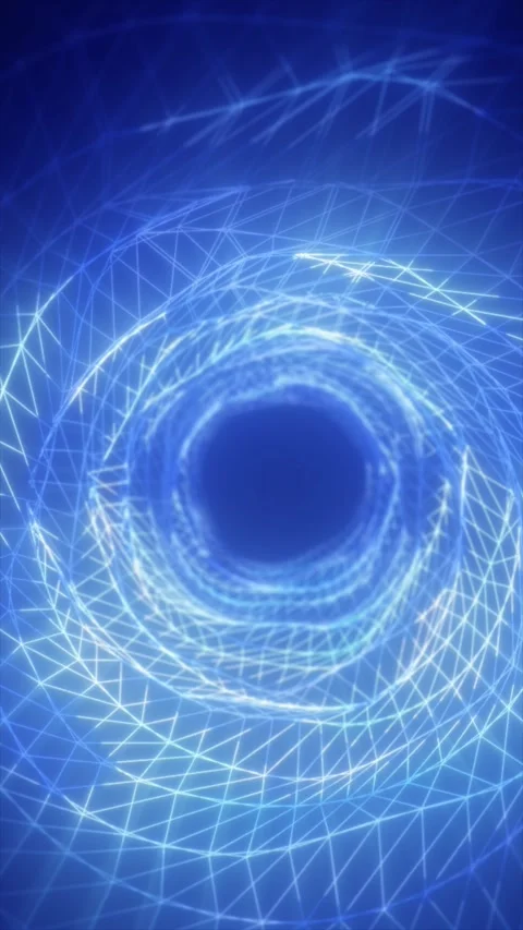 Futuristic blue wireframe tunnel with glowing polygon lines forming an abst.. Stock Footage 332648274