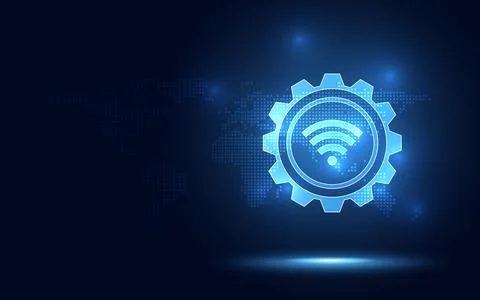 Futuristic blue wireless connection abstract technology background. Artific.. Stock Illustration