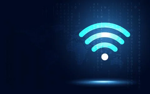 Futuristic blue wireless connection abstract technology background. Artific.. イラスト素材