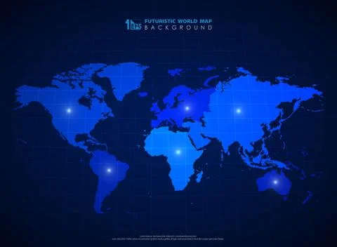 Futuristic blue world map background of technology. illustration vector eps10 Stock-Illustration