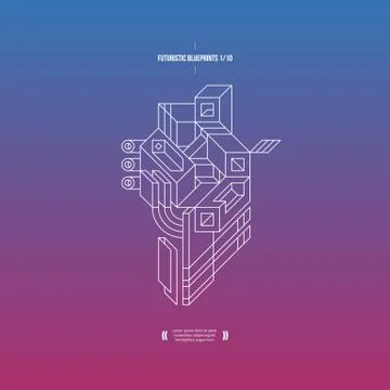Futuristic blueprint on gradient background. 1 of 10. EPS10. Stock Illustration