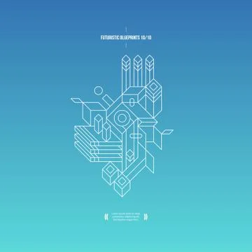 Futuristic blueprint on gradient background. 10 of 10. EPS10. Stock Illustration