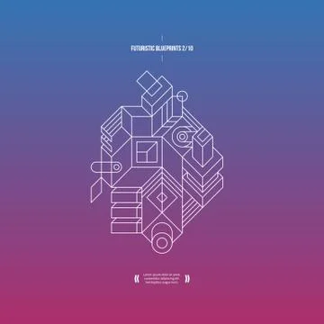 Futuristic blueprint on gradient background. 2 of 10. EPS10. Stock Illustration