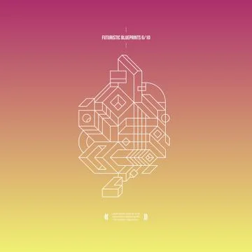 Futuristic blueprint on gradient background. 6 of 10. EPS10. Stock Illustration