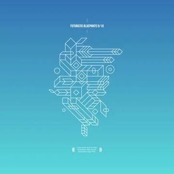 Futuristic blueprint on gradient background. 9 of 10. EPS10. Stock Illustration
