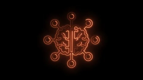 Futuristic brain connections animation artificial intelligence concept with neon Stock Footage 322962755