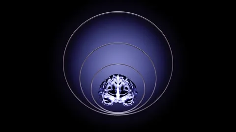 Futuristic brain with thin circles Stock Footage 292099202