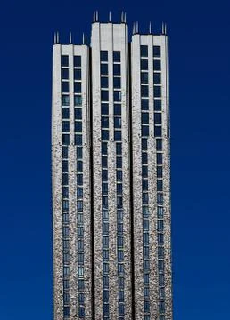 Futuristic brick skyscraper architecture background Stock-Fotos