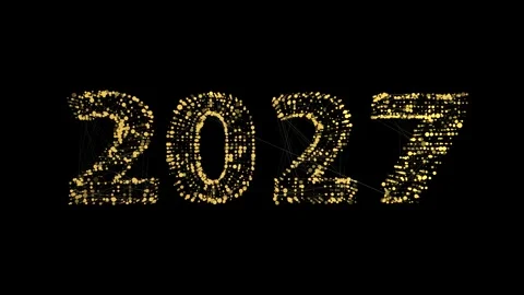 Futuristic bright style data golden 2027 rotate. Colorful design glowing do.. Stock Footage 348086163
