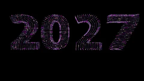 Futuristic bright style technology data 2027. Colorful design glowing on a .. Stock Footage 348086090