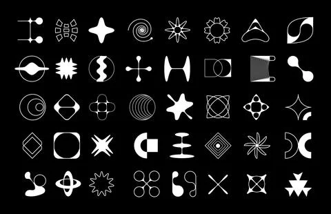 Futuristic brutalism abstract elements vector set Stock Illustration