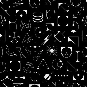 Futuristic brutalism figures seamless pattern Stock Illustration