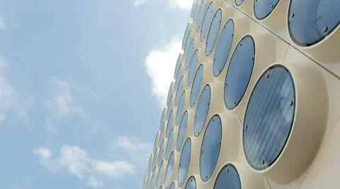 Futuristic building, close, low angle Stock Video Pond5