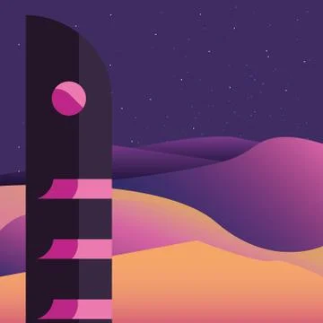 Futuristic building desert Ilustración de archivo