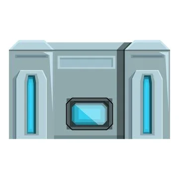 Futuristic building with glowing windows and metallic structure Stock Illustration
