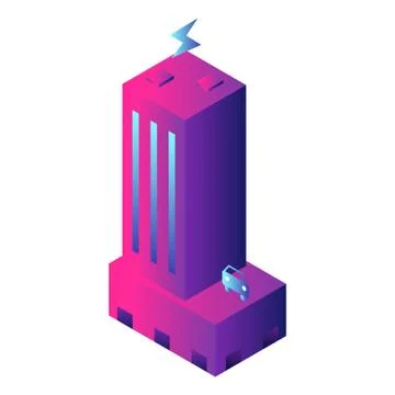 Futuristic building icon, isometric style Ilustración de archivo