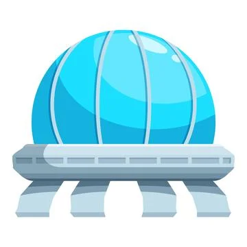 Futuristic building with large glass dome resembling spaceship landing Stock Illustration