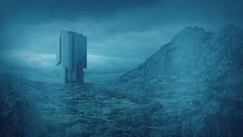 Futuristic Building In The Mountains In Rainstorm Vídeos de archivo 325237349
