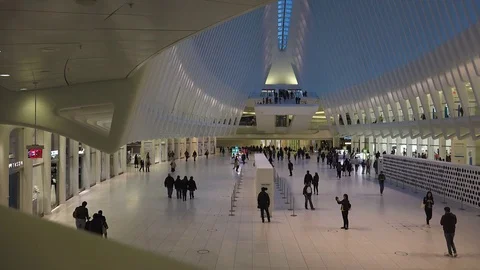 Futuristic building the Oculus in New York, UHD 4k Stock Footage