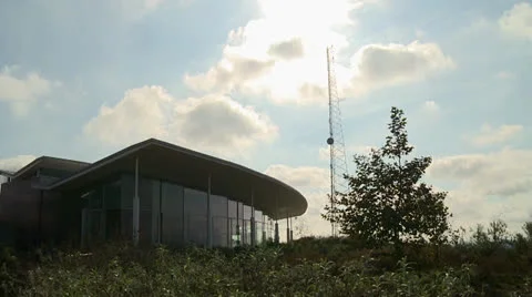 Futuristic building with tower Stock Footage 24203020