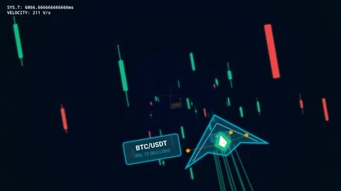 Futuristic Bullish Arrow Navigating Crypto And Forex Candlestick Charts Stock Footage 340541054