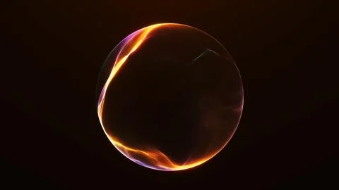 Futuristic burning light orb with subtle orange plasma rim, dark minimal sp.. Stock Illustration