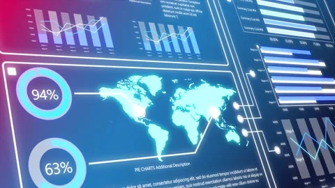Futuristic business data analytics dashboard with technology overlay,  Stock Footage 316729289
