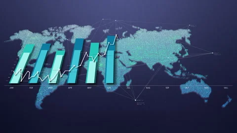 Futuristic Business Global Map in a 3D animation Stock Footage 247521720