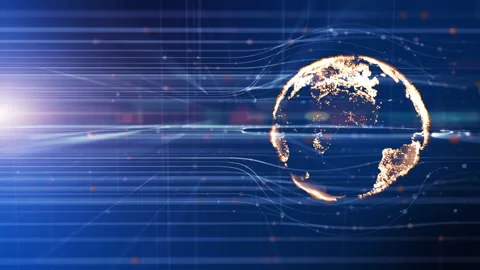 Futuristic Business Global Network Data Globe Map Cyberspace Background. Stock Footage 140208855