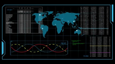 Futuristic business HUD display elements. 4K video overlay template  Vidéo 253255342