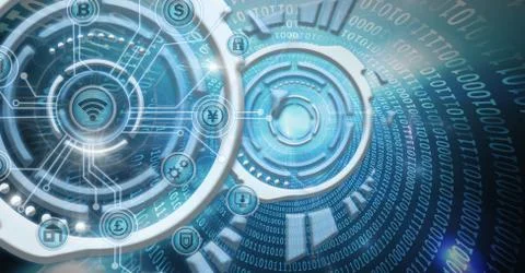 Futuristic business icons technology interface Stock Illustration