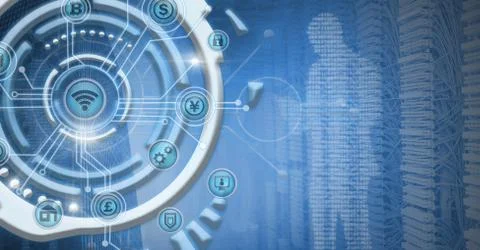 Futuristic business icons technology interface Stock Illustration