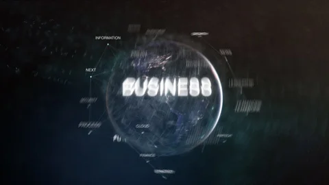 Futuristic business oriented words cloud animation loop. 3D technology earth Vídeos de archivo 86202999