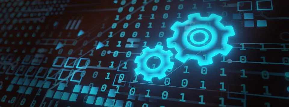 Futuristic Business process automation software. ERP enterprise resources pla Stock Illustration