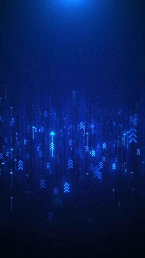 Futuristic business progress arrow visual glowing arrows, dotted data field, upw Stock Footage 340409285