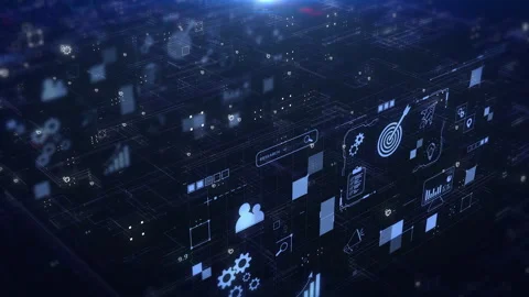 Futuristic Business Technology Concept with Digital Icons 4K Motion Video stock 316163391