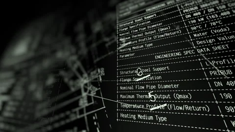 Futuristic CAD Blueprint Engineering Data Screen UI HUD for Industrial Design Stock Footage 340856914