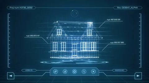Futuristic cad software interface Stockbeeldmateriaal 91217630