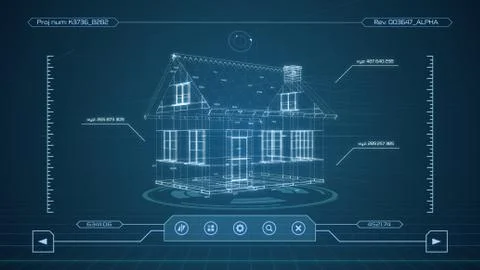 Futuristic cad software interface Illustrazione stock