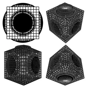 Futuristic Cage Structure Construction Vector. Stock Illustration